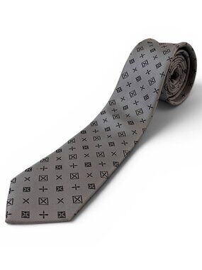 Lands’ End Gray Pattern Tie Classic Business Office Polyester Standard